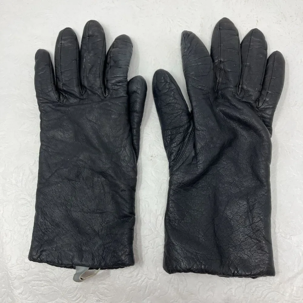 Soft Black Leather Gloves CASHMERE lined Women’s Sz 7 Vintage Philippines
